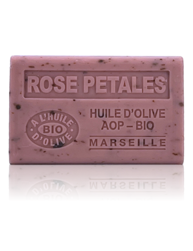 SAVON À L'HUILE D'OLIVE AOP-BIO ROSE PETALES EXFOLIANT