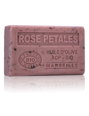 SAVON À L'HUILE D'OLIVE AOP-BIO ROSE PETALES EXFOLIANT